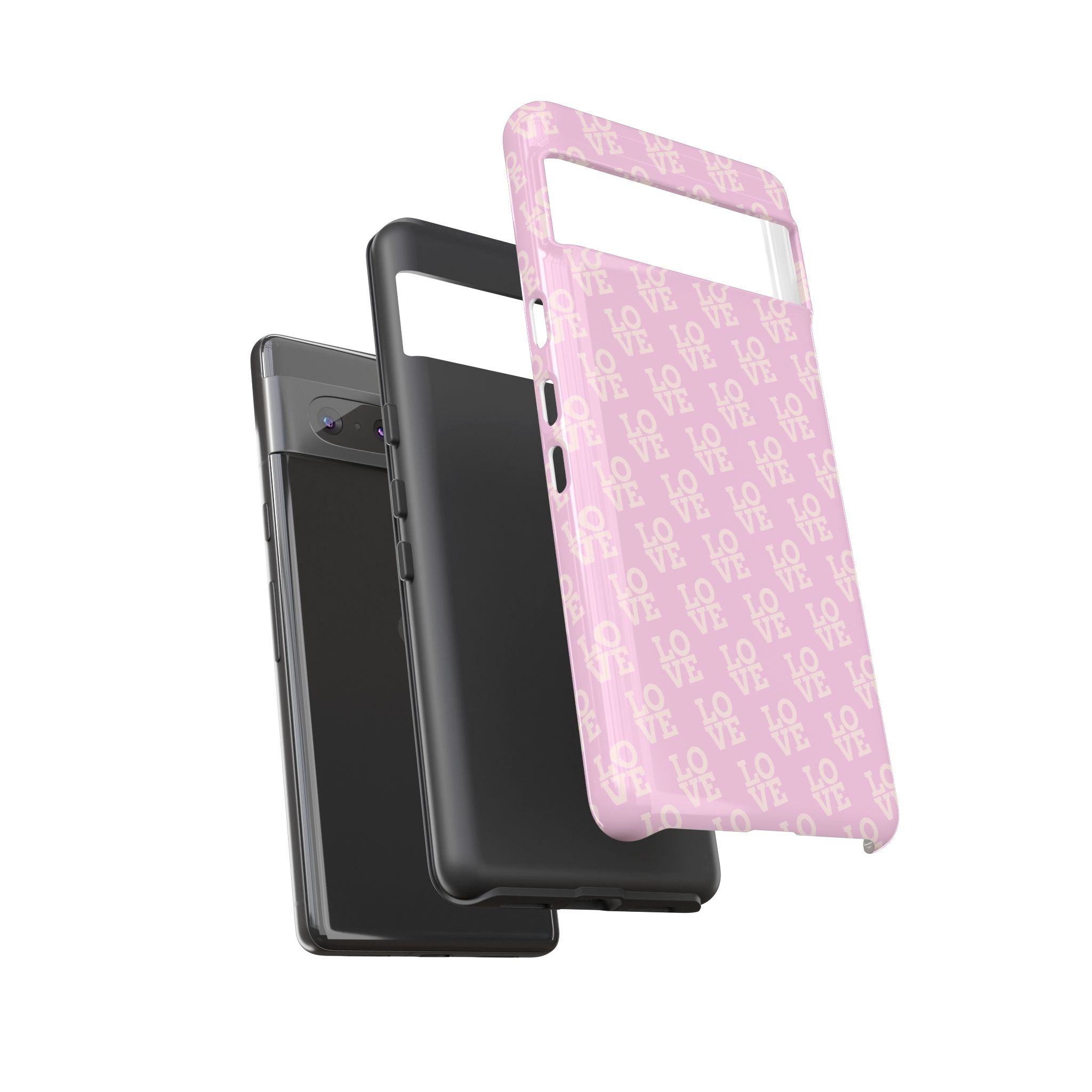 LOVE Pink Tough Phone Case for iPhone, Galaxy, or Google Pixel