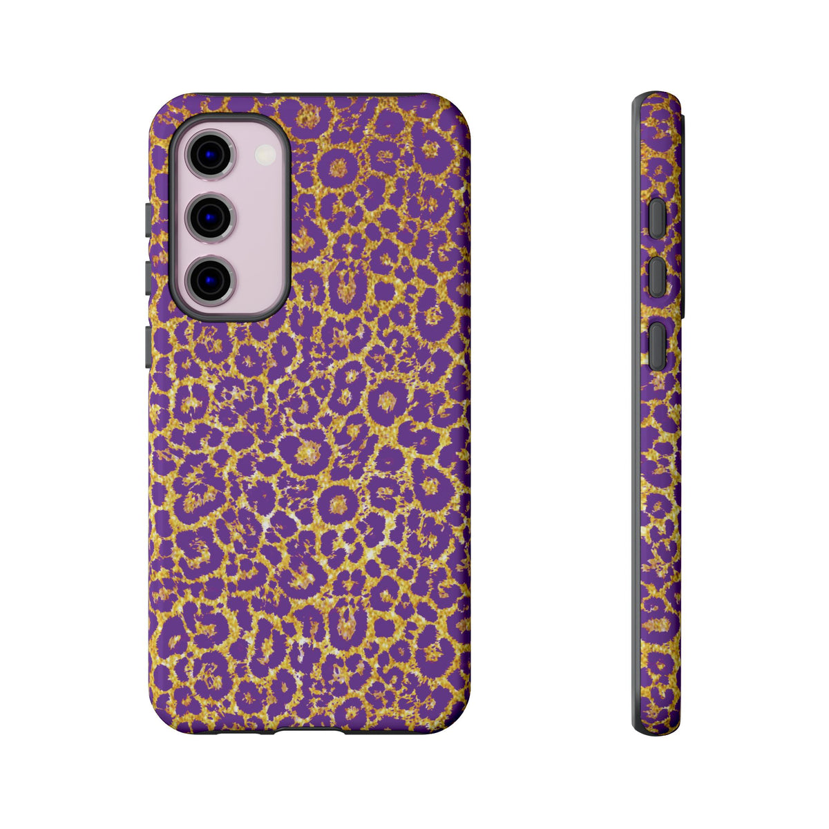Purple Gold Leopard Tough Phone Case for iPhone, Galaxy, or Google Pixel