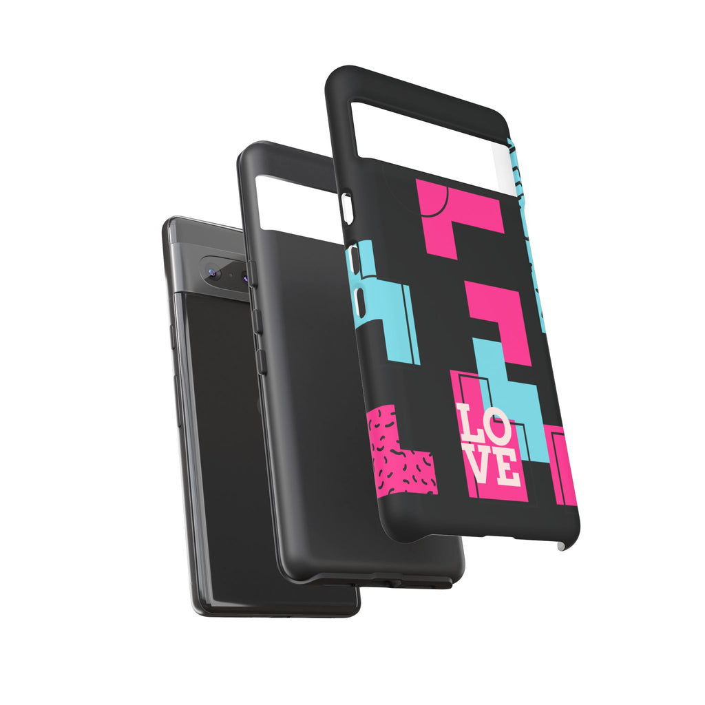 Retro Blocks LOVE Tough Case for iPhone, Galaxy or Google Pixel