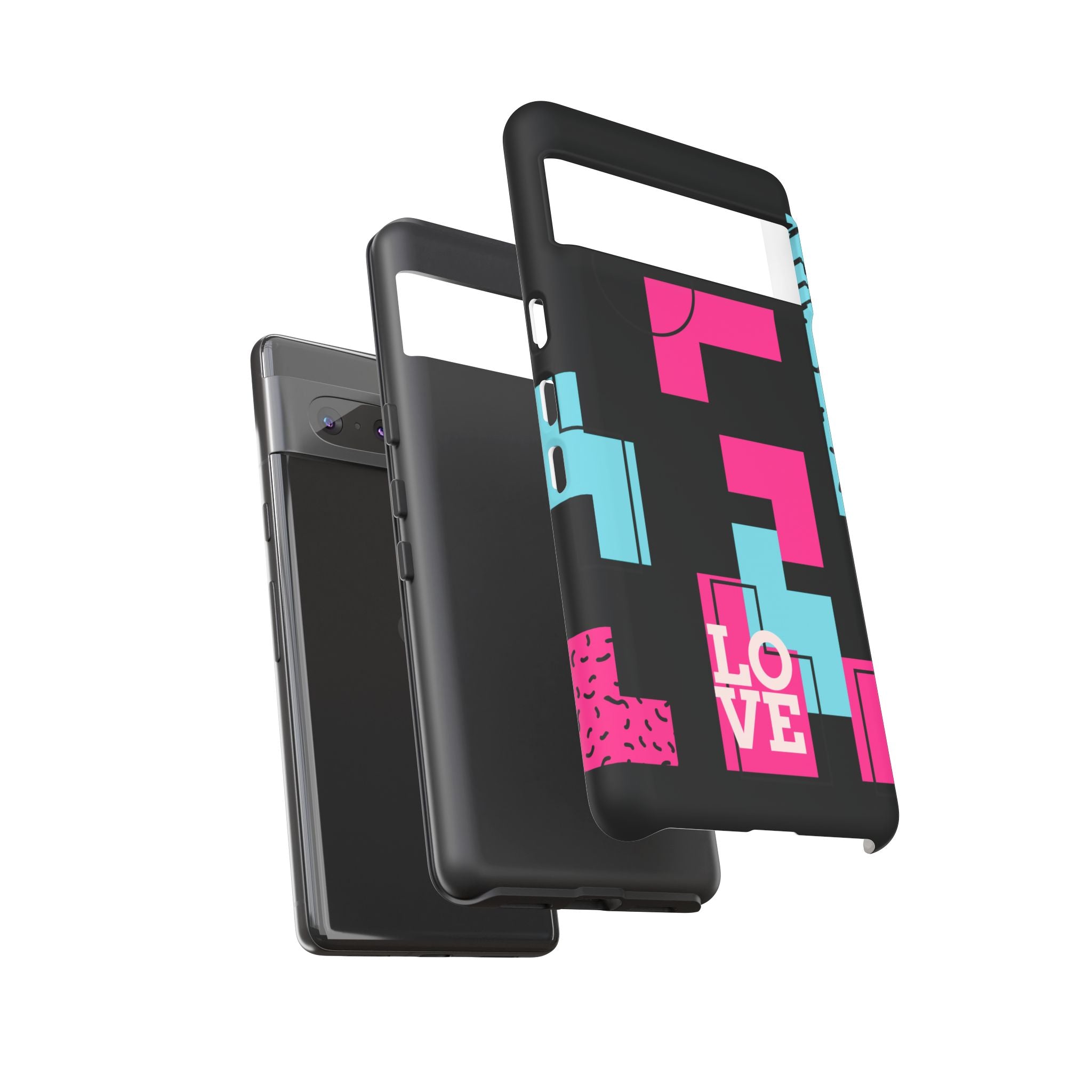 Retro Blocks LOVE Tough Case for iPhone, Galaxy or Google Pixel