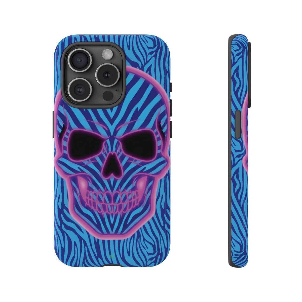 Neon Zebra Skull Tough Phone Case for iPhone, Galaxy, or Google Pixel