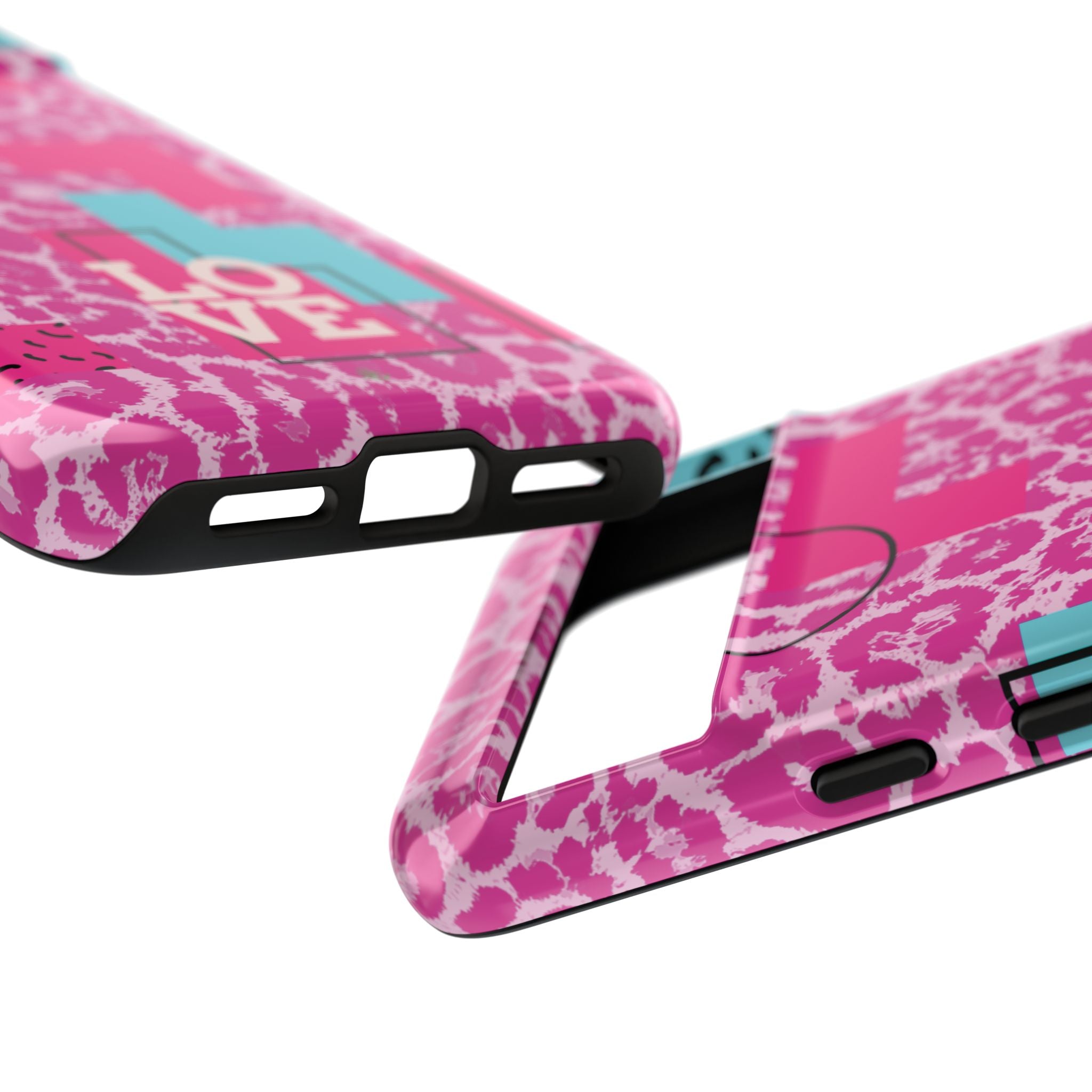 Retro Love Pink Leopard RG Tough Phone Case for iPhone, Galaxy, or Google Pixel