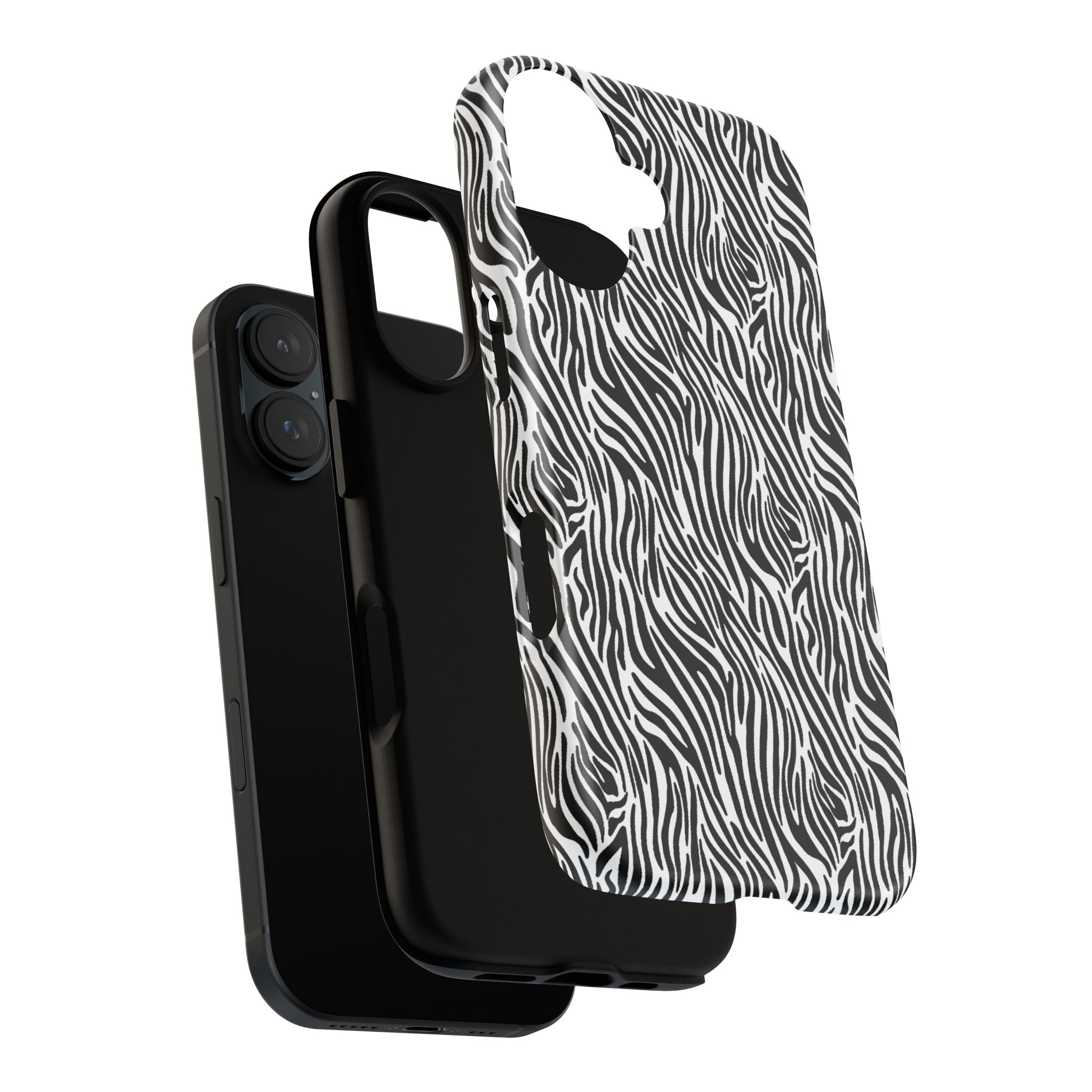 Black and White Zebra Print Tough Case iPhone, Galaxy and Google Pixel