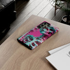 Neon Pink Skeleton Tough Phone Case for iPhone, Galaxy and Google Pixel