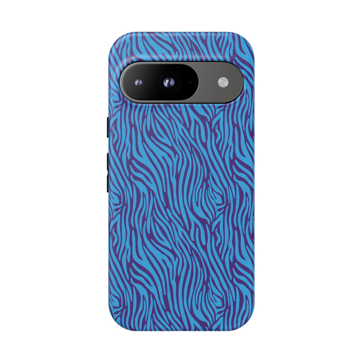 Zebra Print Blue and Purple Tough Case for iPhone, Galaxy or Google Pixel