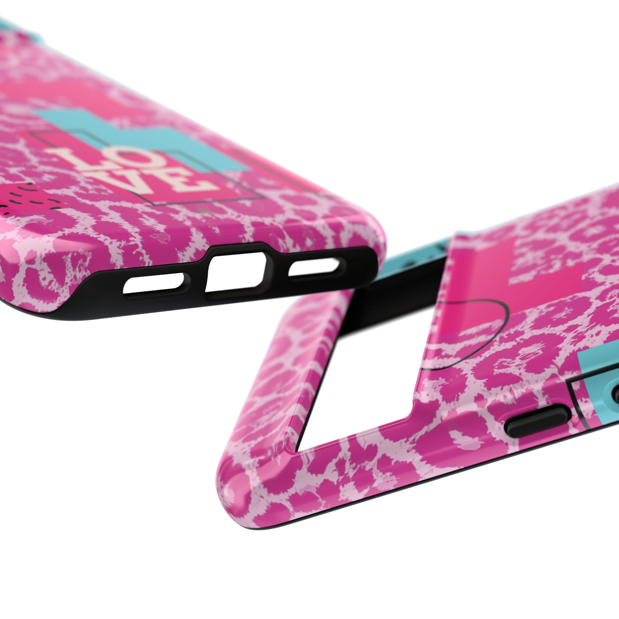 Retro Love Pink Leopard RG Tough Phone Case for iPhone, Galaxy, or Google Pixel