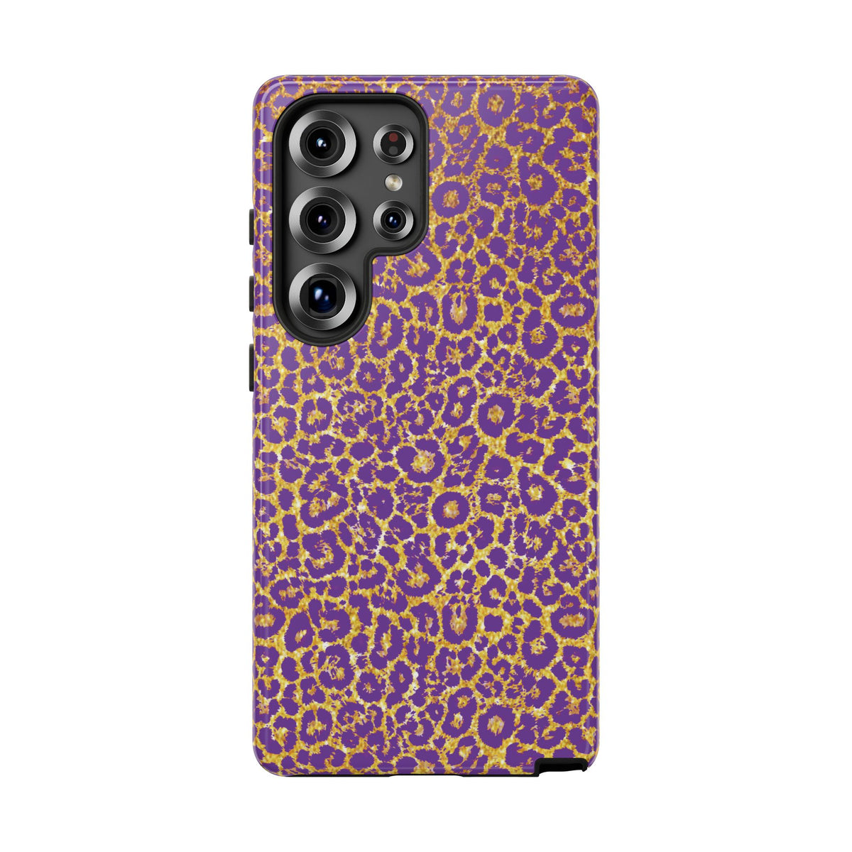 Purple Gold Leopard Tough Phone Case for iPhone, Galaxy, or Google Pixel