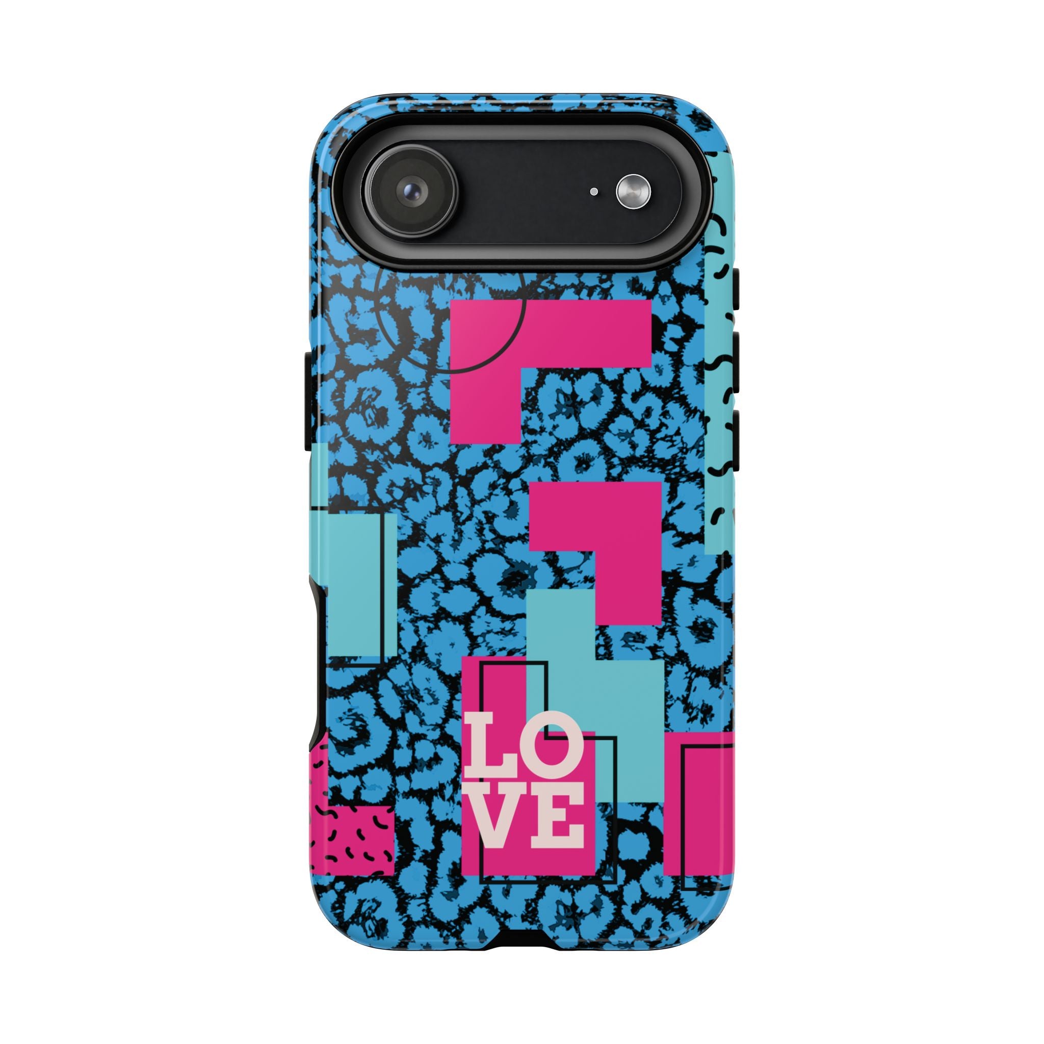 LOVE Blue Leopard 80s Vibe Tough Case for iPhone, Galaxy, or Google Pixel