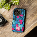LOVE Blue Leopard 80s Vibe Tough Case for iPhone, Galaxy, or Google Pixel