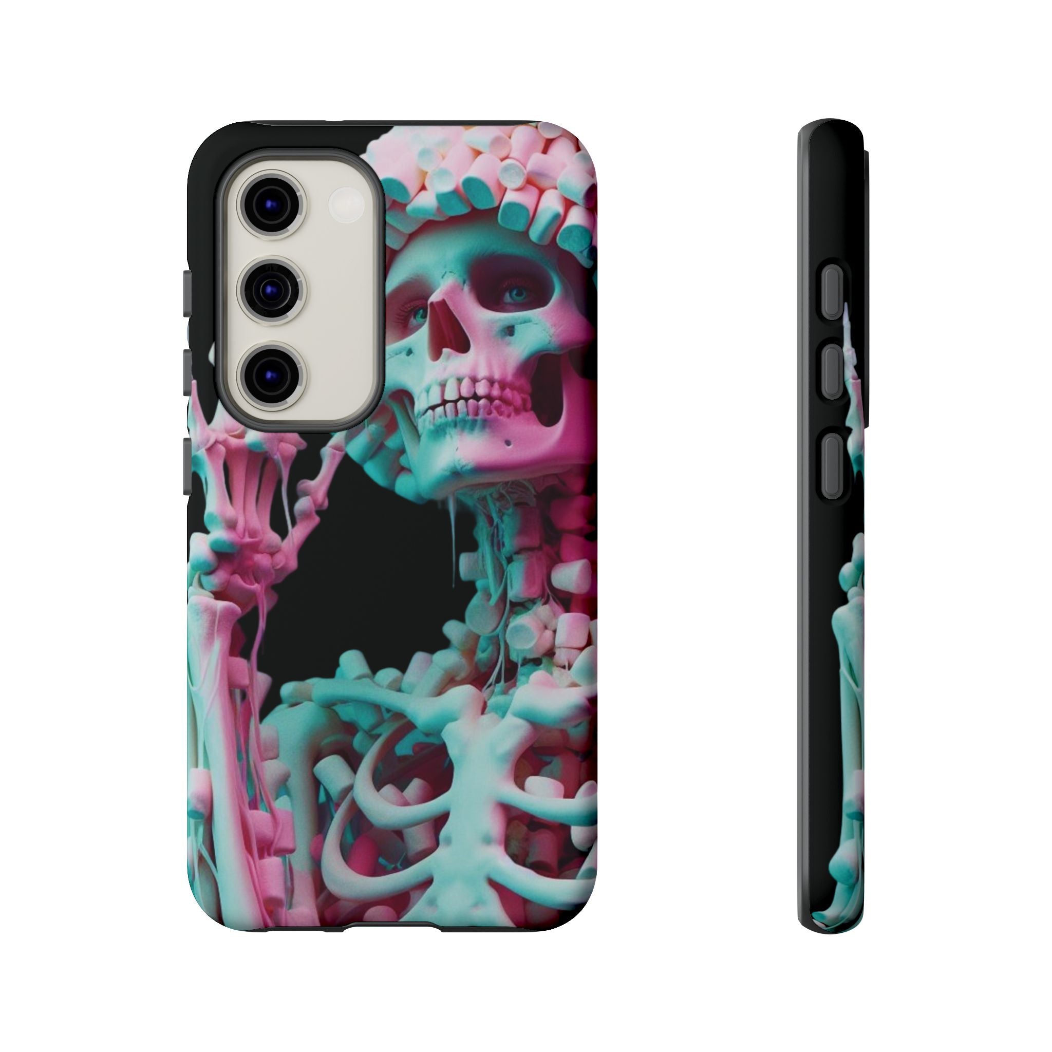 Neon Pink Skeleton (Black) Tough Phone Case for iPhone, Galaxy, or Google Pixel