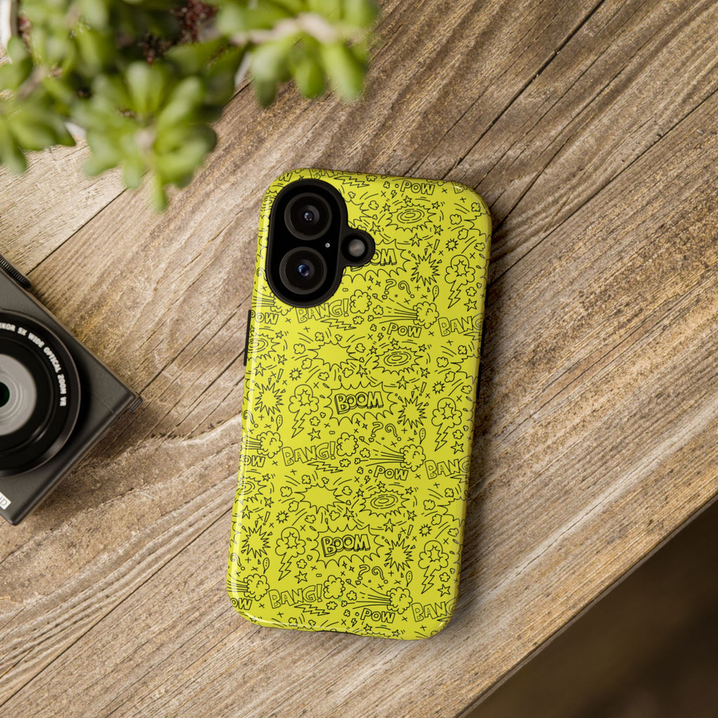 Neon Yellow Wow RG Tough Phone Case for iPhone, Galaxy, or Google Pixel