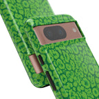 Neon Green Leopard Tough Phone Case for iPhone, Galaxy, or Google Pixel