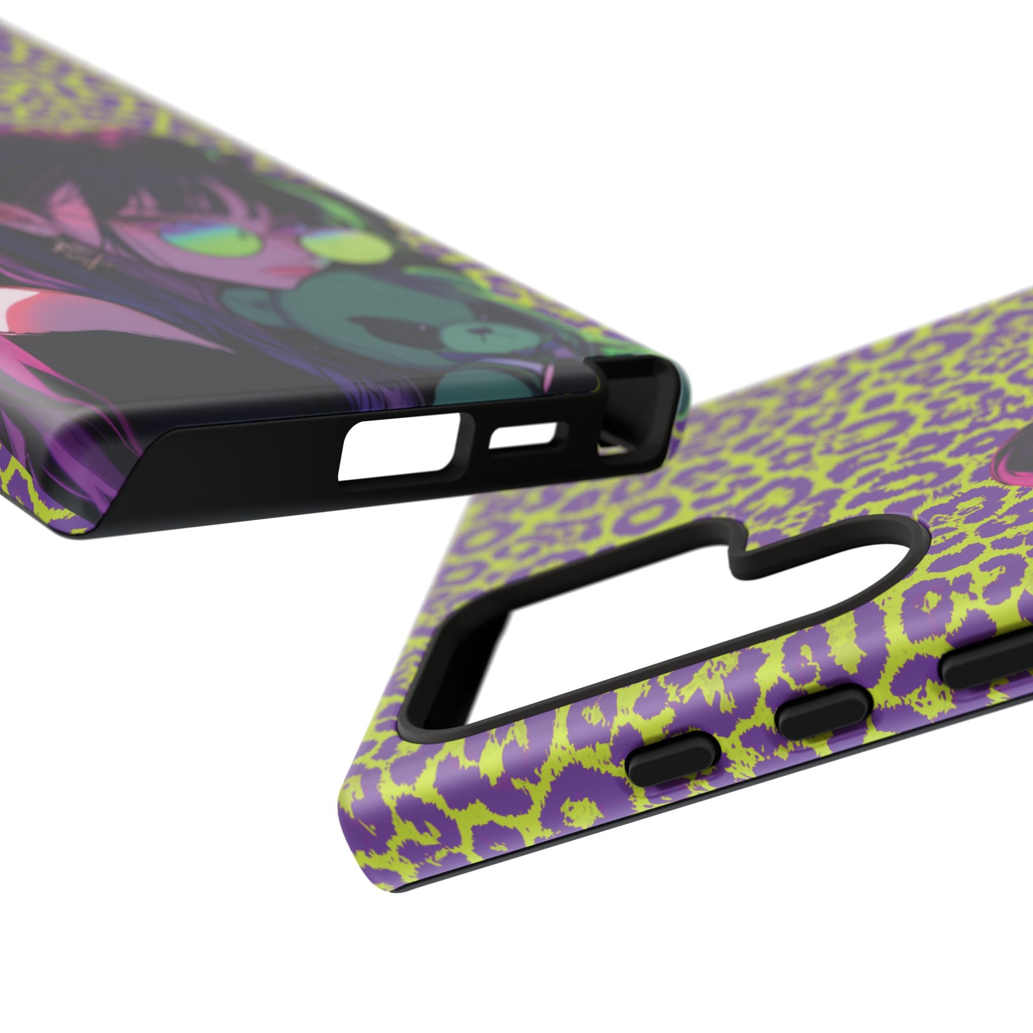 Purple Neon Lime Leopard Kz Tough Case for iPhone, Galaxy, or Google Pixel