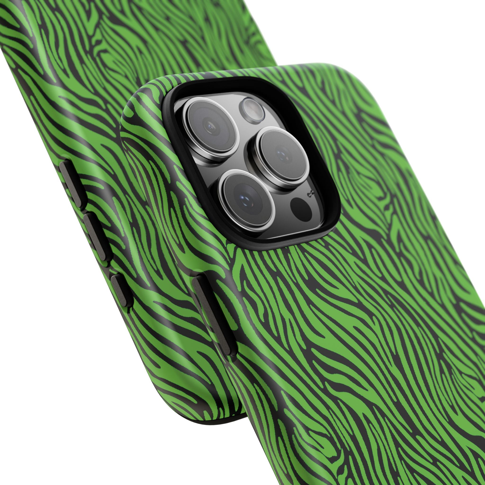 Neon Green Zebra Tough Phone Case iPhone, Galaxy, or Google Pixel
