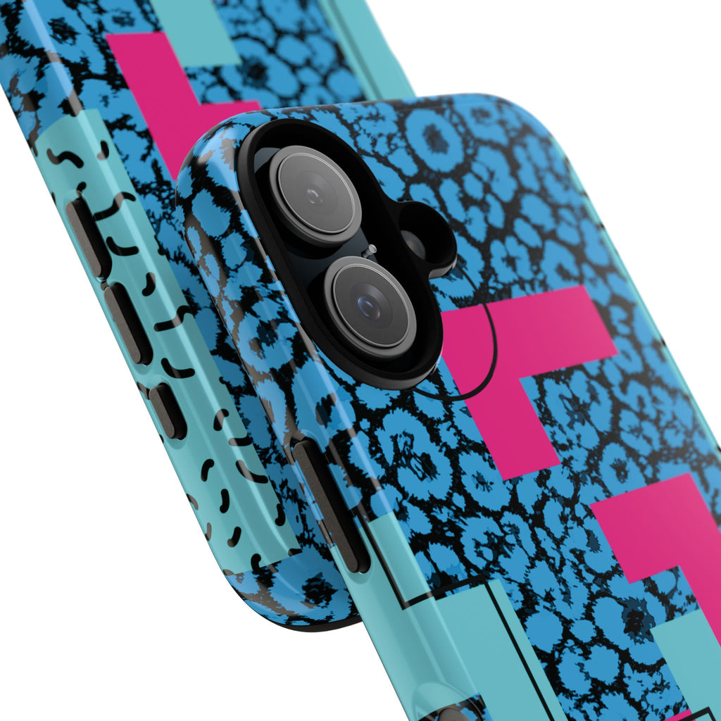 LOVE Blue Leopard 80s Vibe Tough Case for iPhone, Galaxy, or Google Pixel