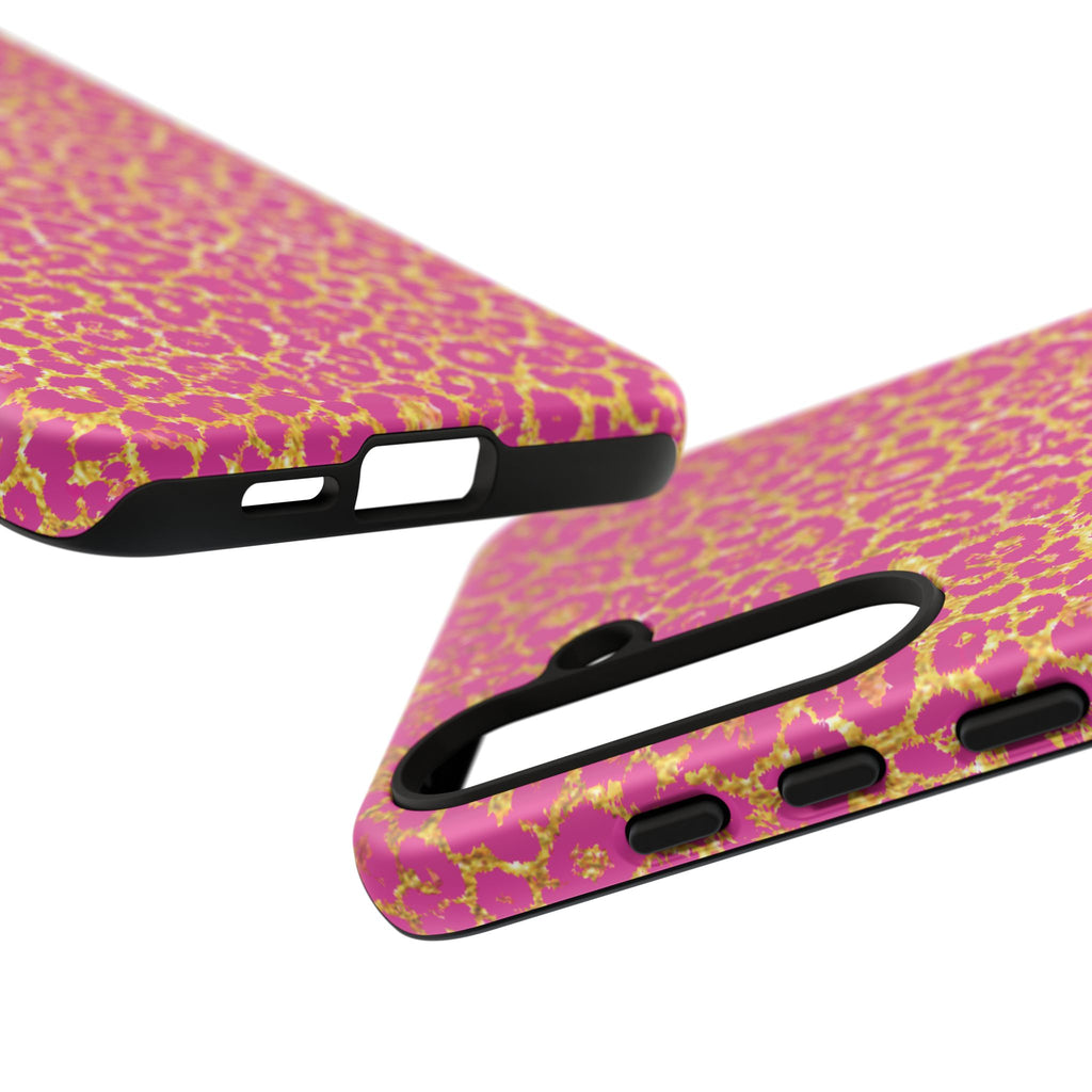 Pink Gold Leopard Tough Case for iPhone, Galaxy, or Google Pixel