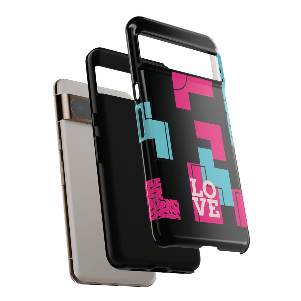 Retro Blocks LOVE Tough Case for iPhone, Galaxy or Google Pixel
