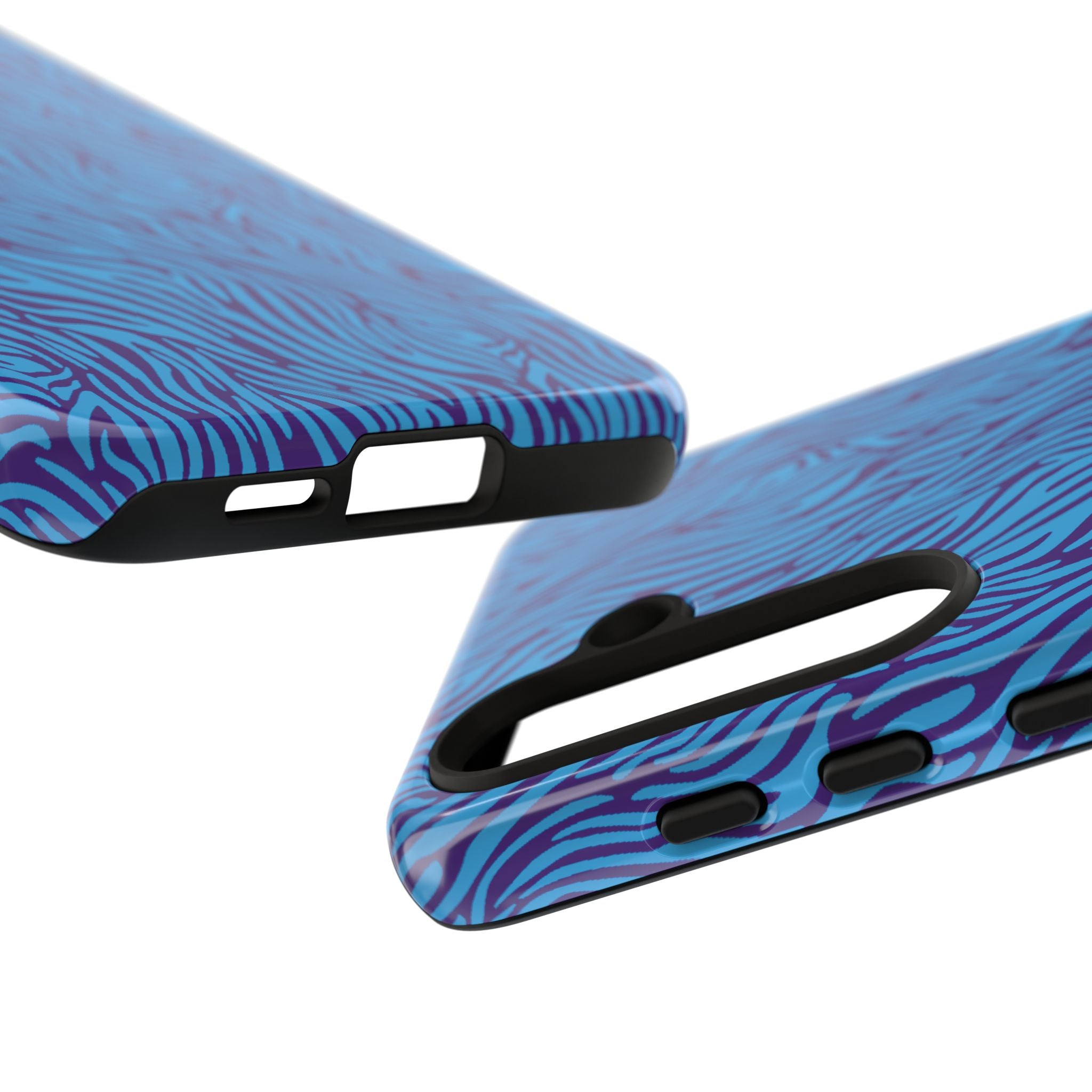 Zebra Print Blue and Purple Tough Case for iPhone, Galaxy or Google Pixel