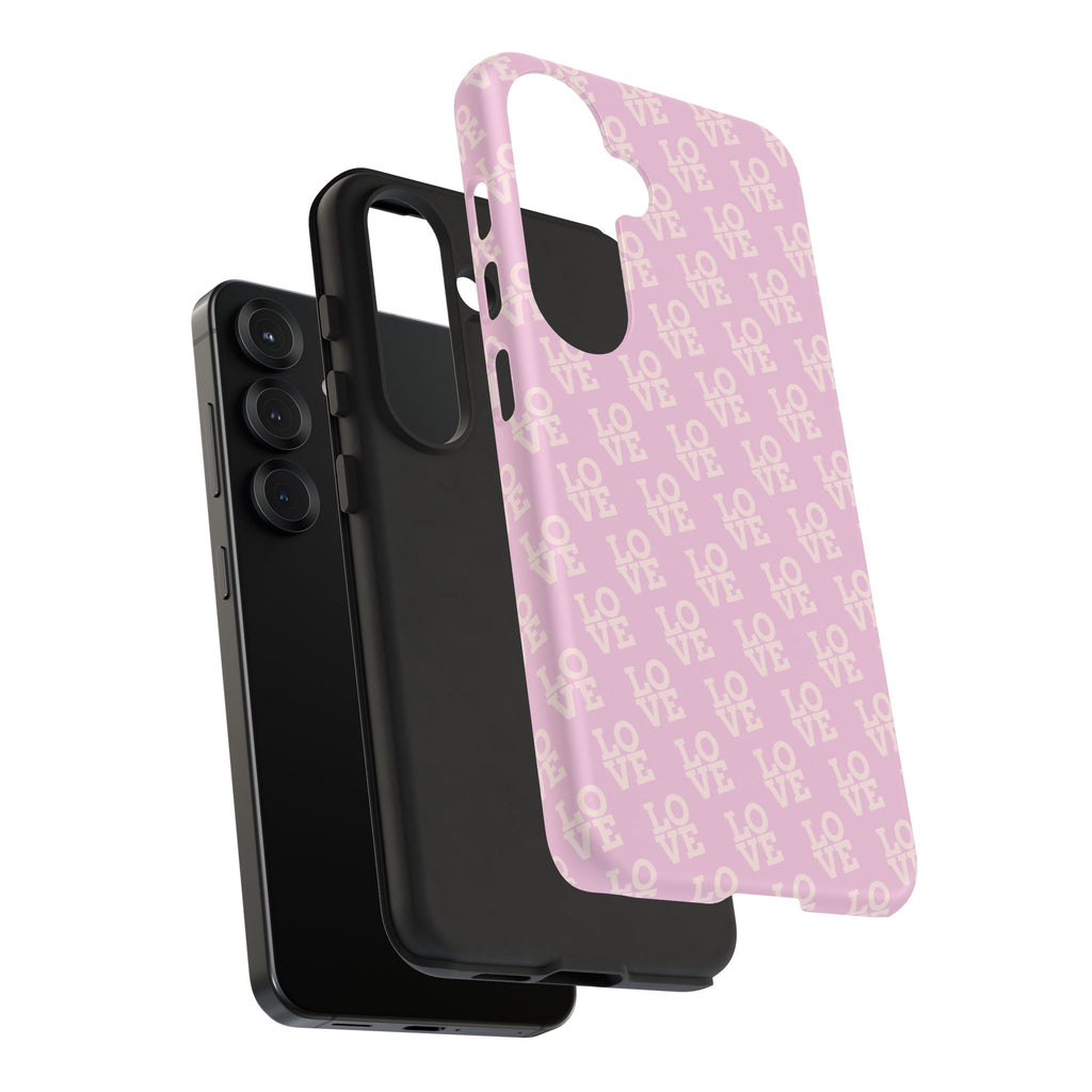LOVE Pink Tough Phone Case for iPhone, Galaxy, or Google Pixel