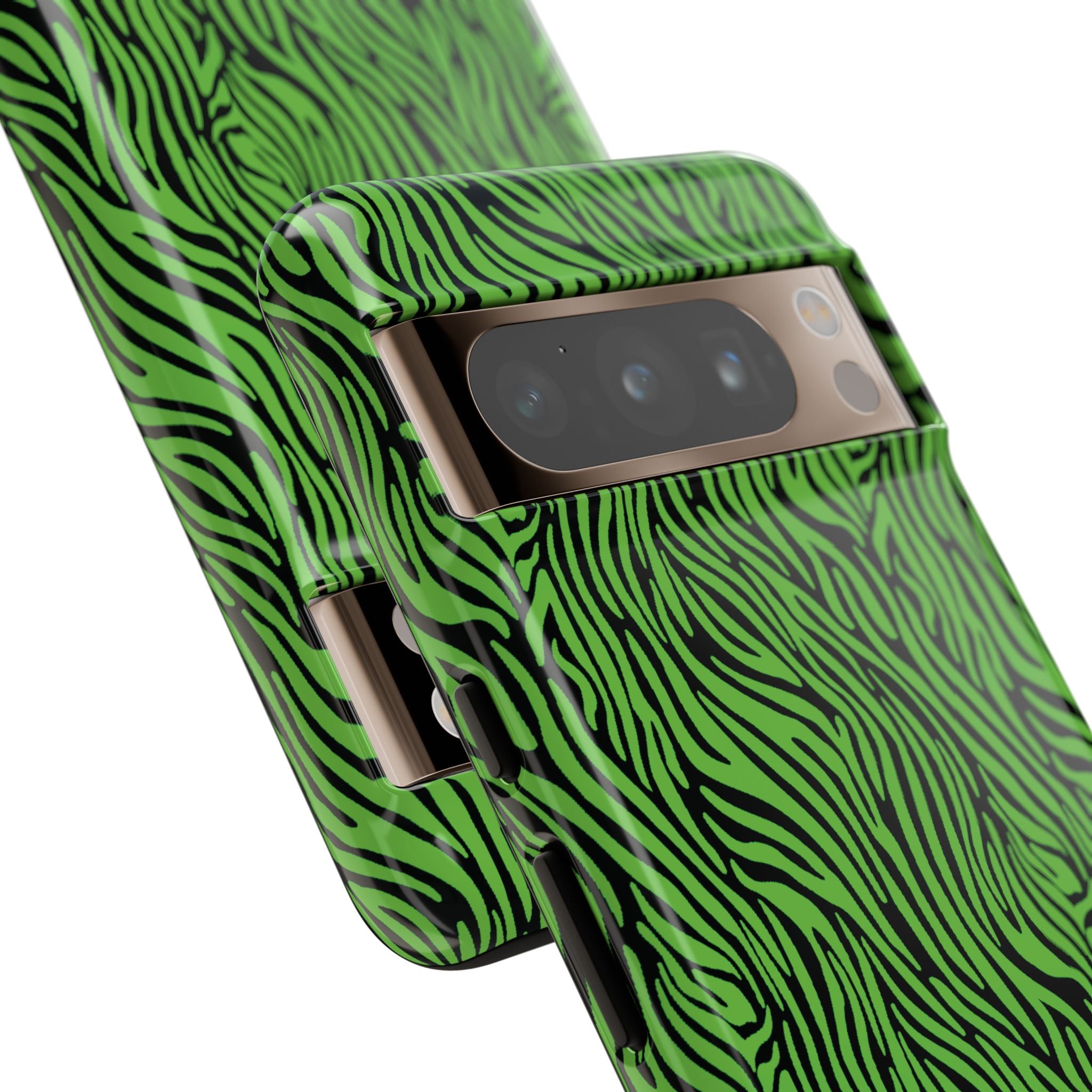 Neon Green Zebra Tough Phone Case iPhone, Galaxy, or Google Pixel