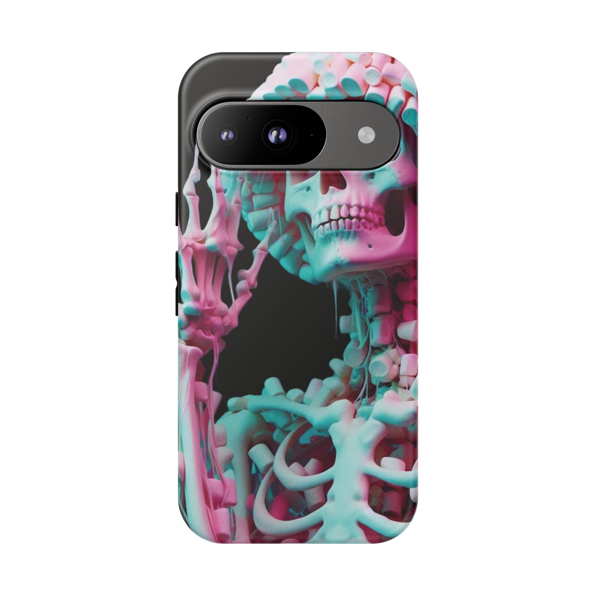 Neon Pink Skeleton (Black) Tough Phone Case for iPhone, Galaxy, or Google Pixel
