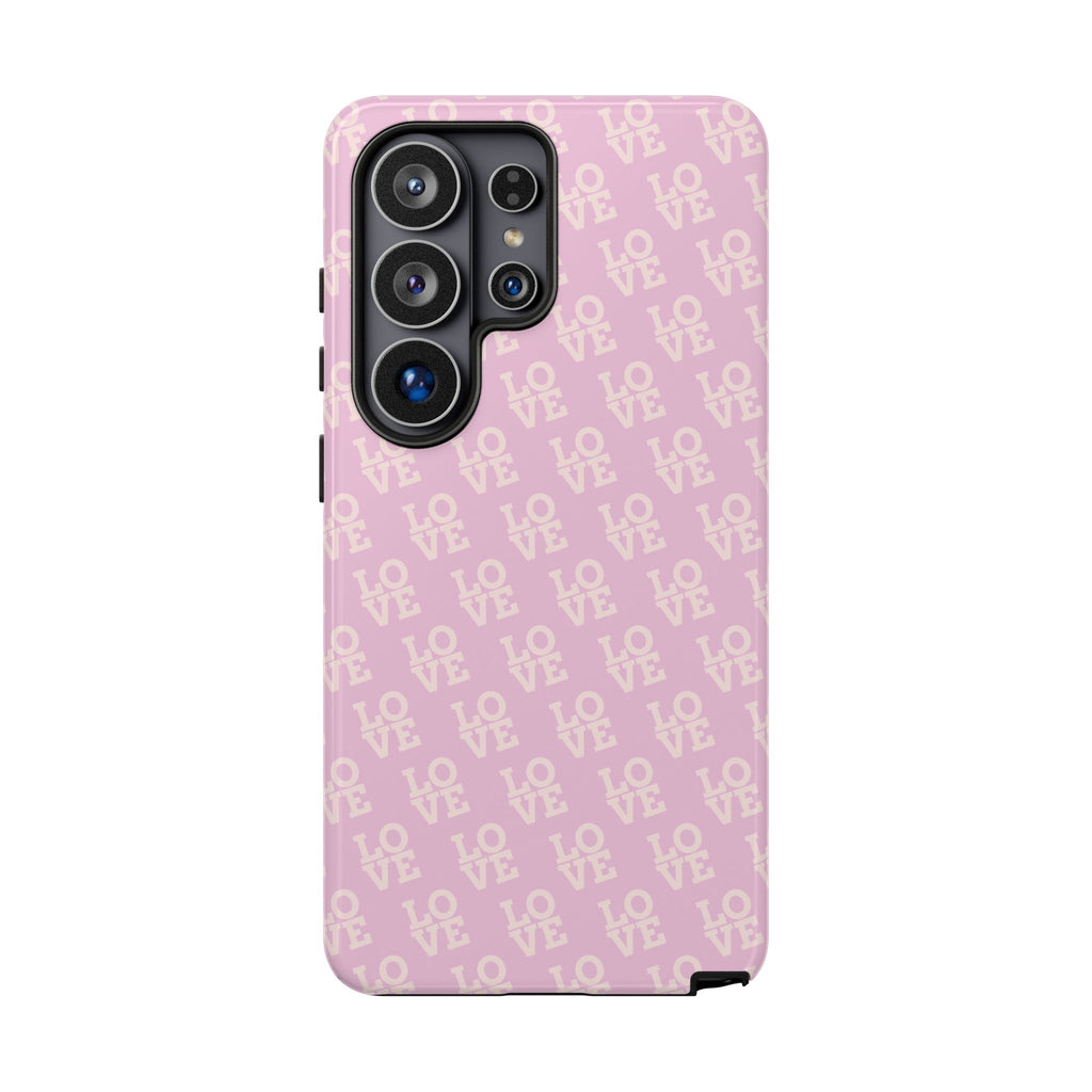 Pink 'LOVE' Pattern Tough Phone Case