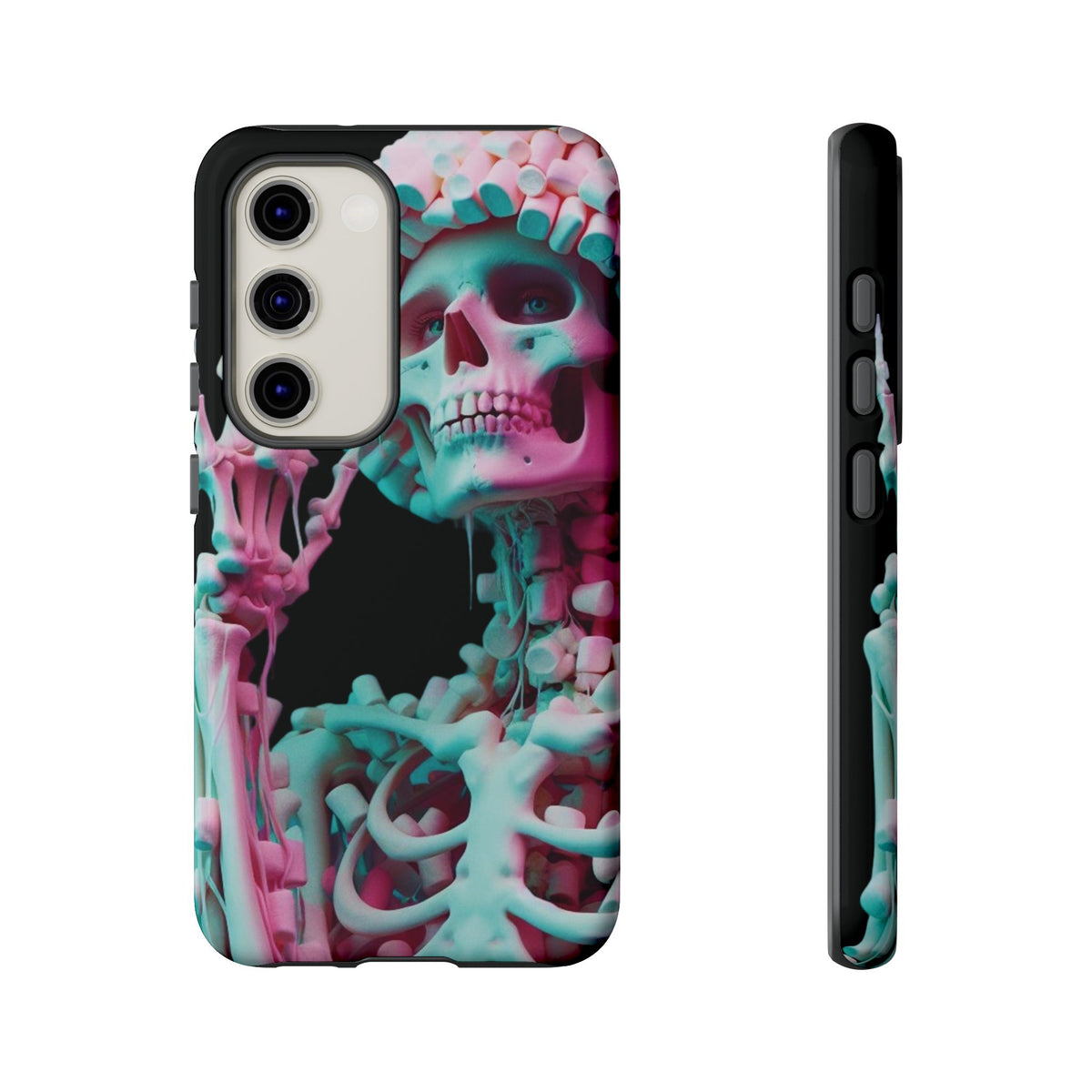Neon Pink Skeleton (Black) Tough Phone Case for iPhone, Galaxy, or Google Pixel