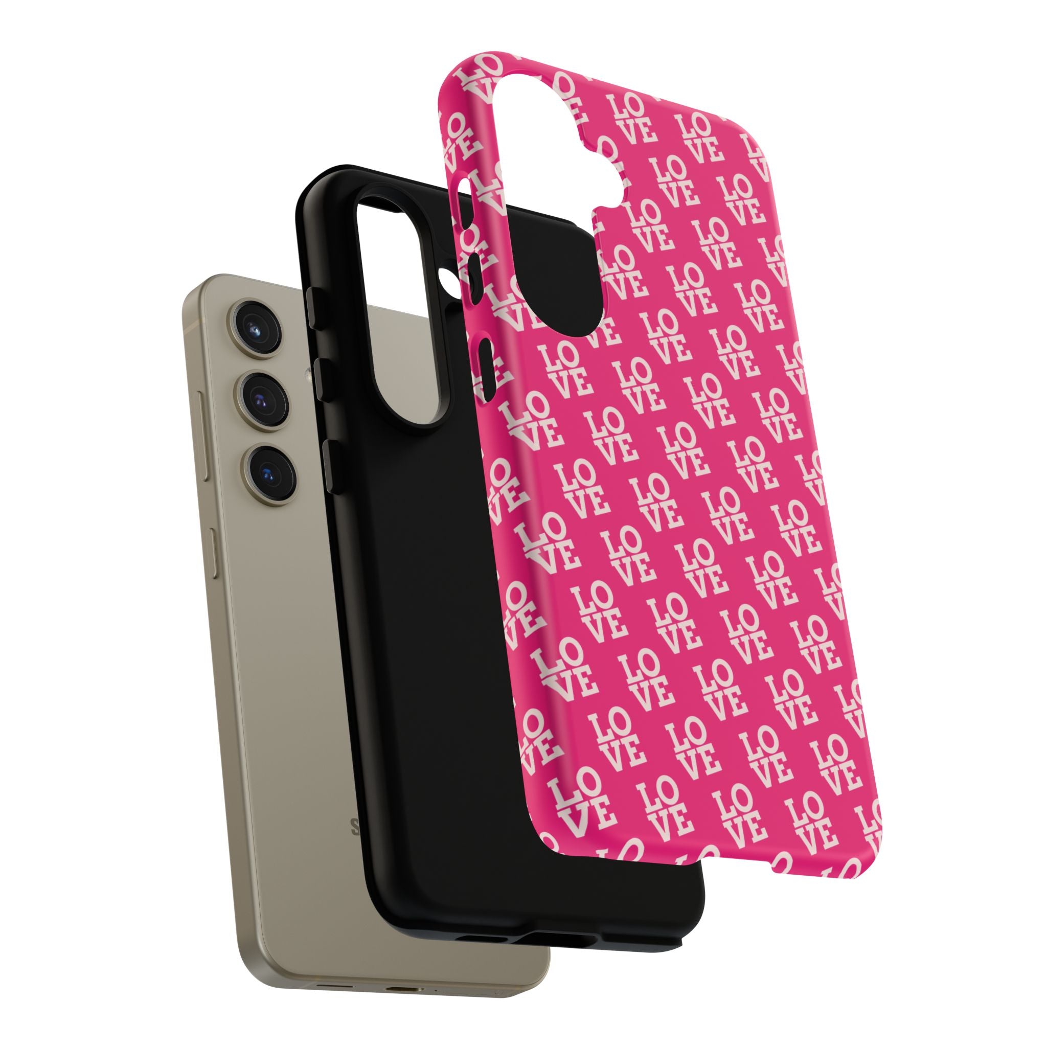 Vibrant Pink LOVE Tough Case iPhone, Galaxy, or Google Pixel