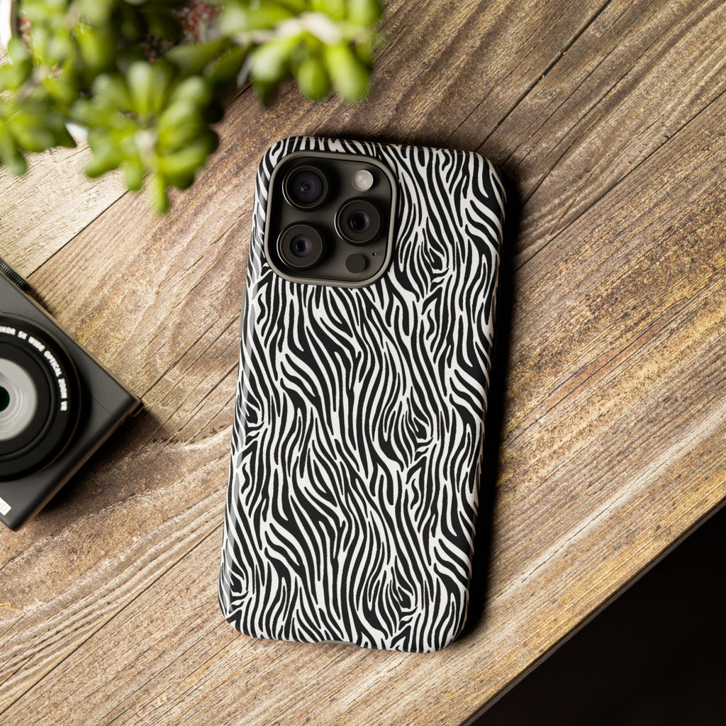 Black and White Zebra Print Tough Case iPhone, Galaxy and Google Pixel