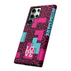Pink Love Retro Blocks Leopard RG Tough Phone Case for iPhone, Galaxy, or Google Pixel