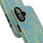 Blue Gold Zebra Tough Case for iPhone, Galaxy, or Google Pixel