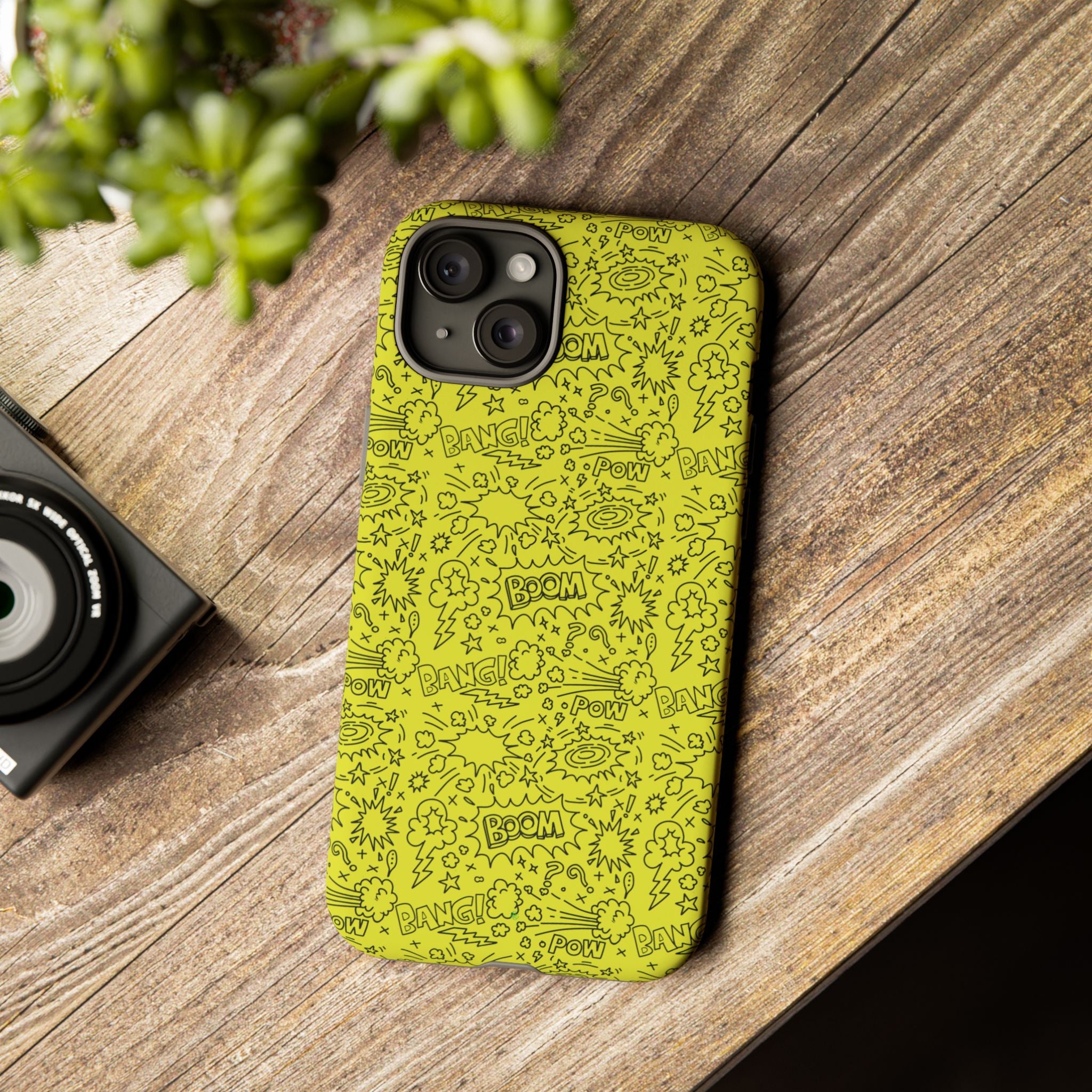 Neon Yellow Wow RG Tough Phone Case for iPhone, Galaxy, or Google Pixel