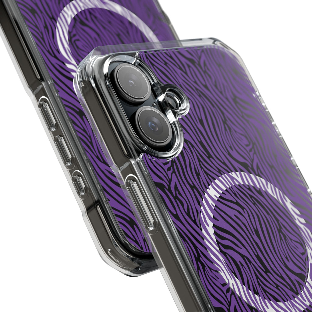 Purple Zebra Magnetic iPhone 14, 15, 16 Series Clear Impact Cases
