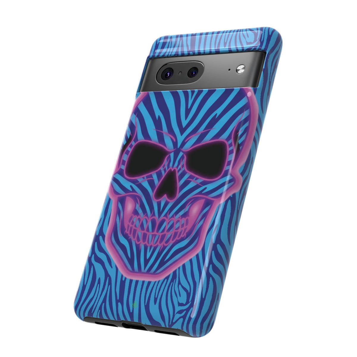 Neon Zebra Skull Tough Phone Case for iPhone, Galaxy, or Google Pixel