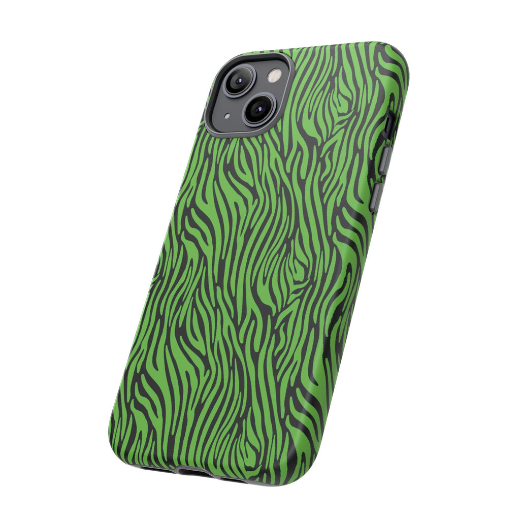 Neon Green Zebra Tough Phone Case iPhone, Galaxy, or Google Pixel
