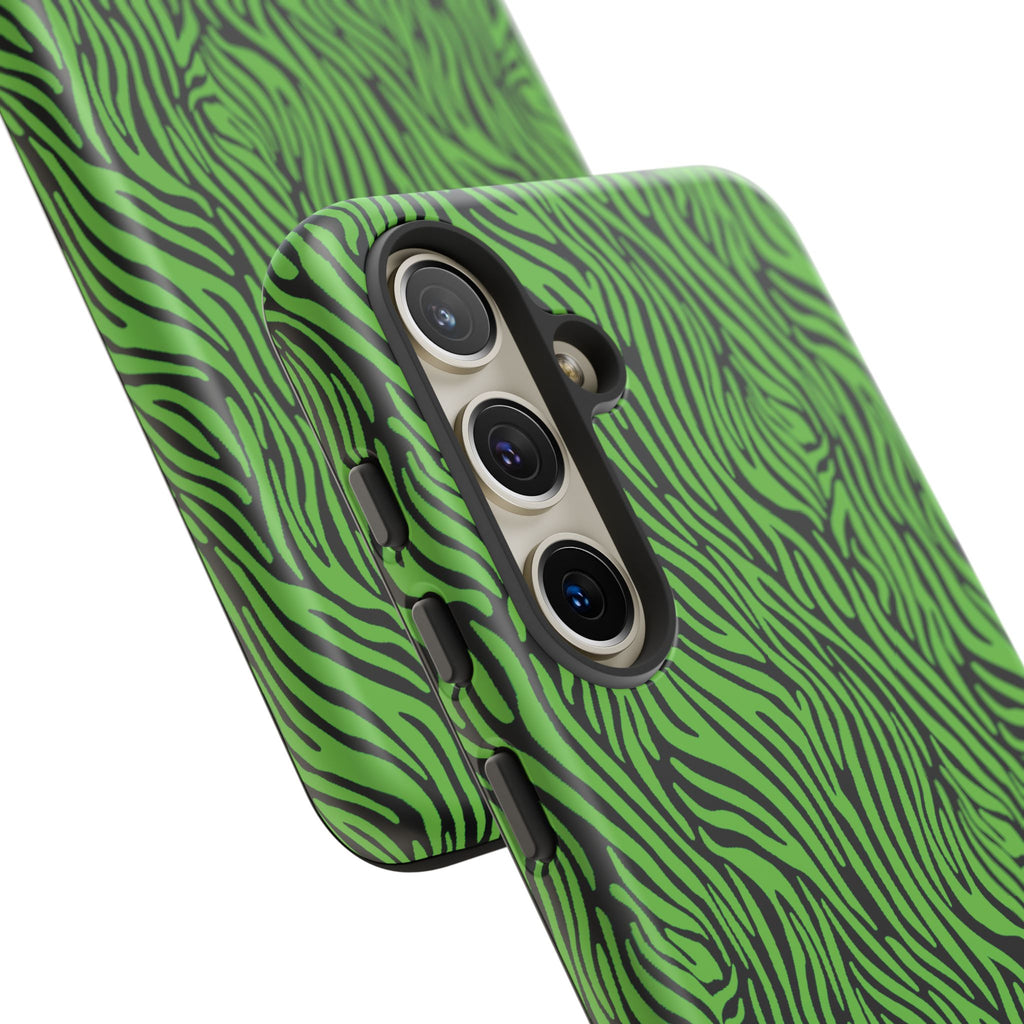Neon Green Zebra Tough Phone Case iPhone, Galaxy, or Google Pixel