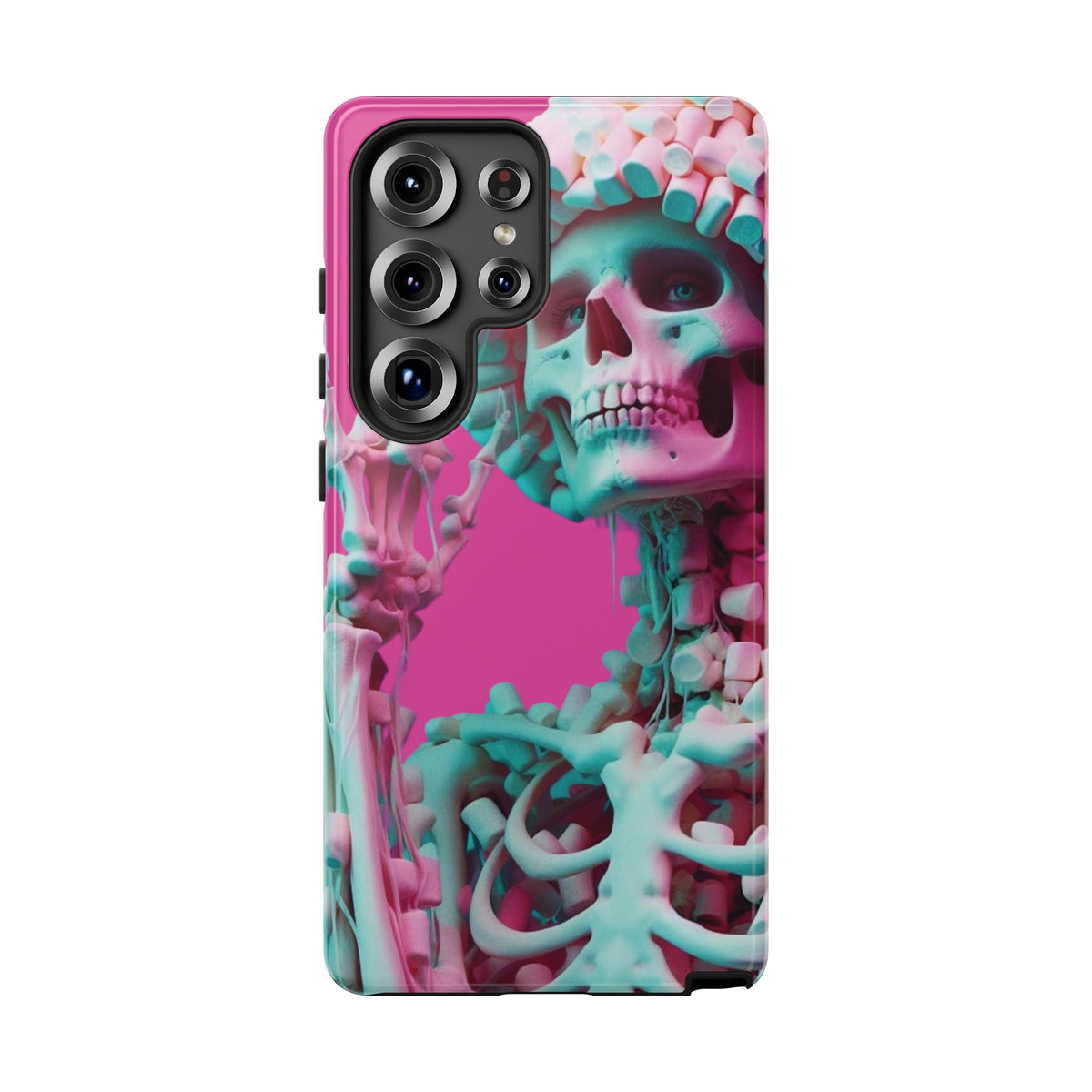 Neon Pink Skeleton Tough Phone Case for iPhone, Galaxy and Google Pixel
