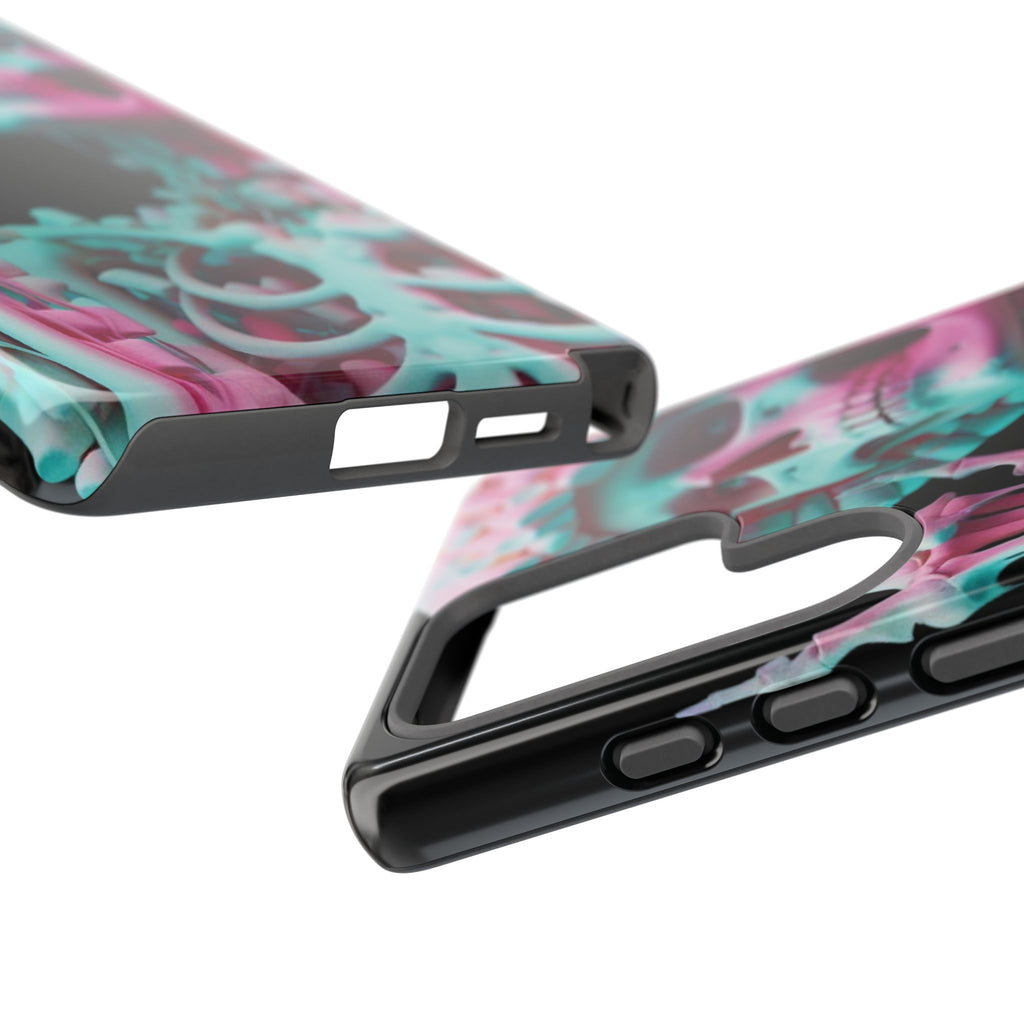 Neon Pink Skeleton (Black) Tough Phone Case for iPhone, Galaxy, or Google Pixel