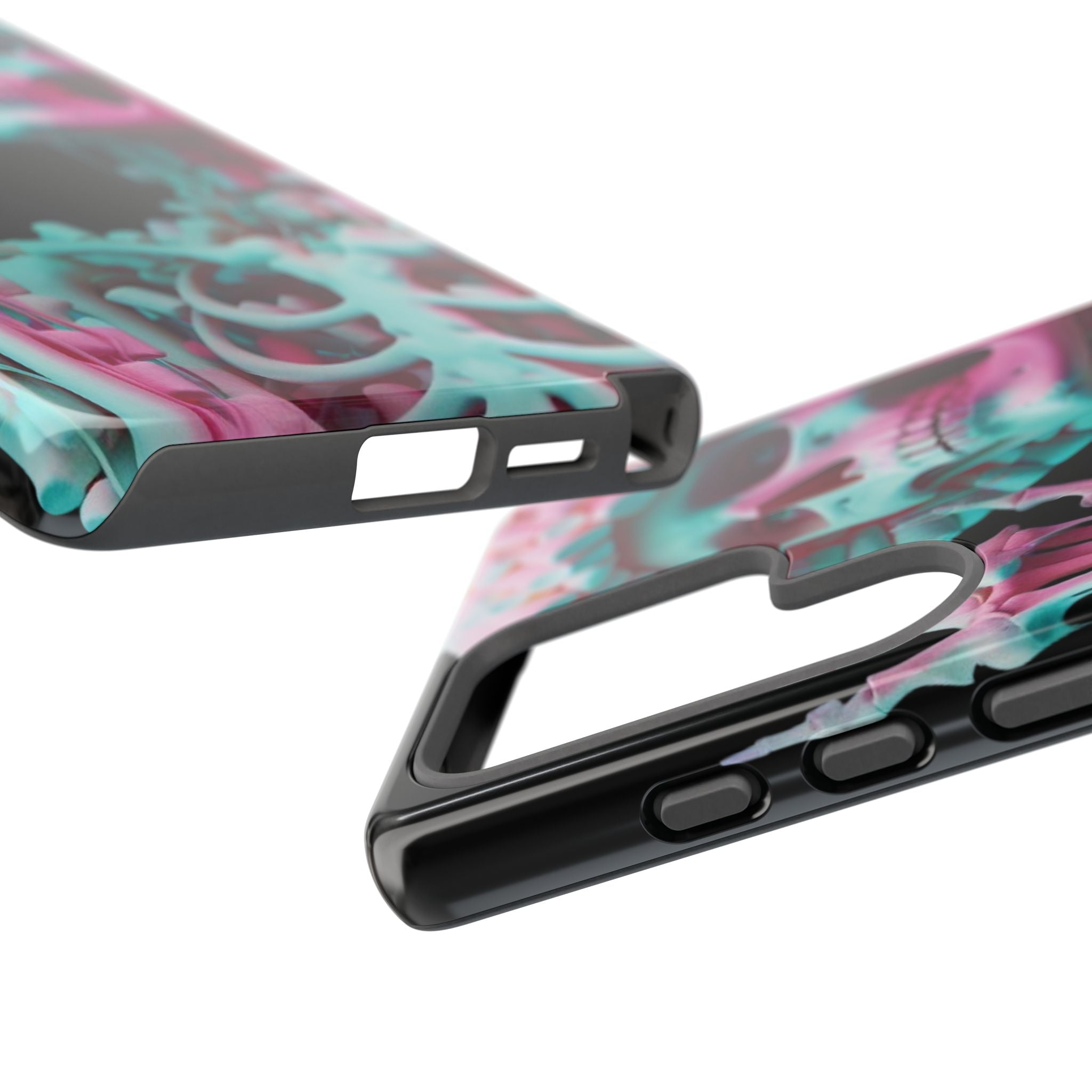 Neon Pink Skeleton (Black) Tough Phone Case for iPhone, Galaxy, or Google Pixel