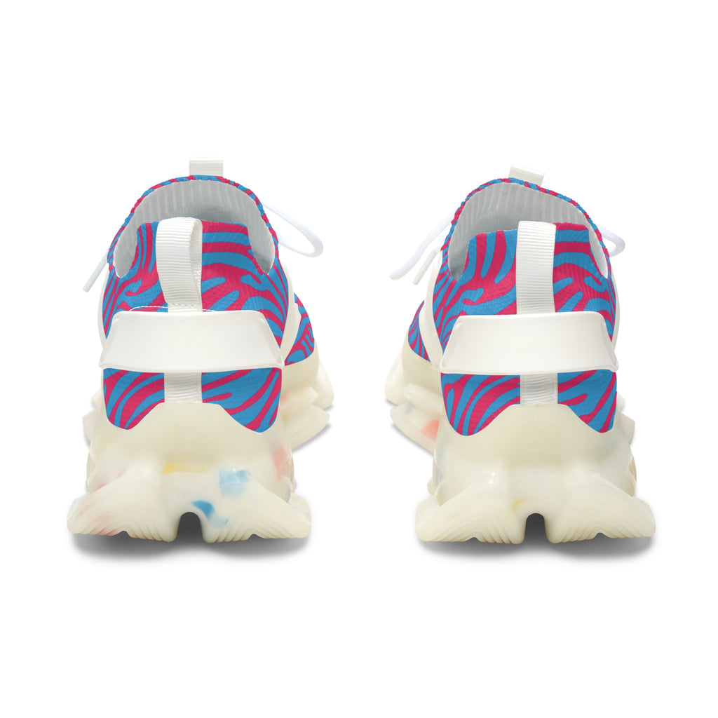 Blue Pink Zebra Women's Mesh Sneakers