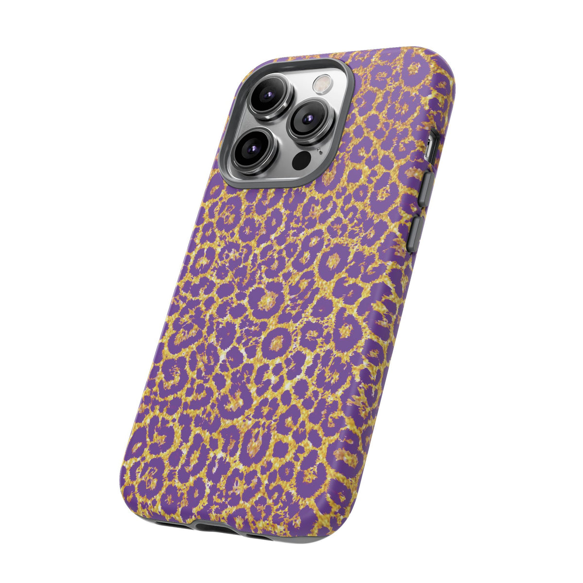 Purple Gold Leopard Tough Phone Case for iPhone, Galaxy, or Google Pixel