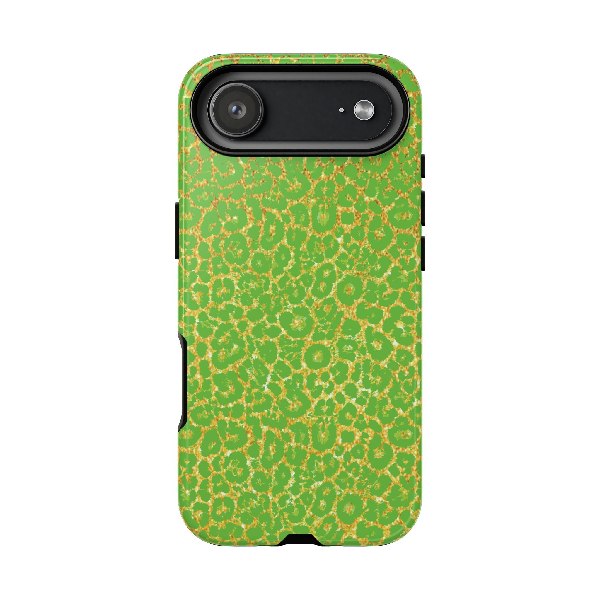 Neon Green Gold Leopard Tough Phone Case iPhone, Galaxy, or Google Pixel