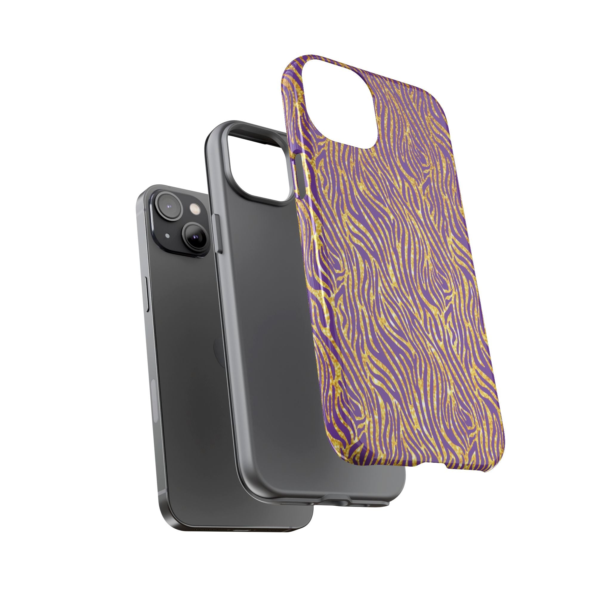 Vibrant Purple Gold Zebra Tough Phone Case iPhone, Galaxy, or Google Pixel