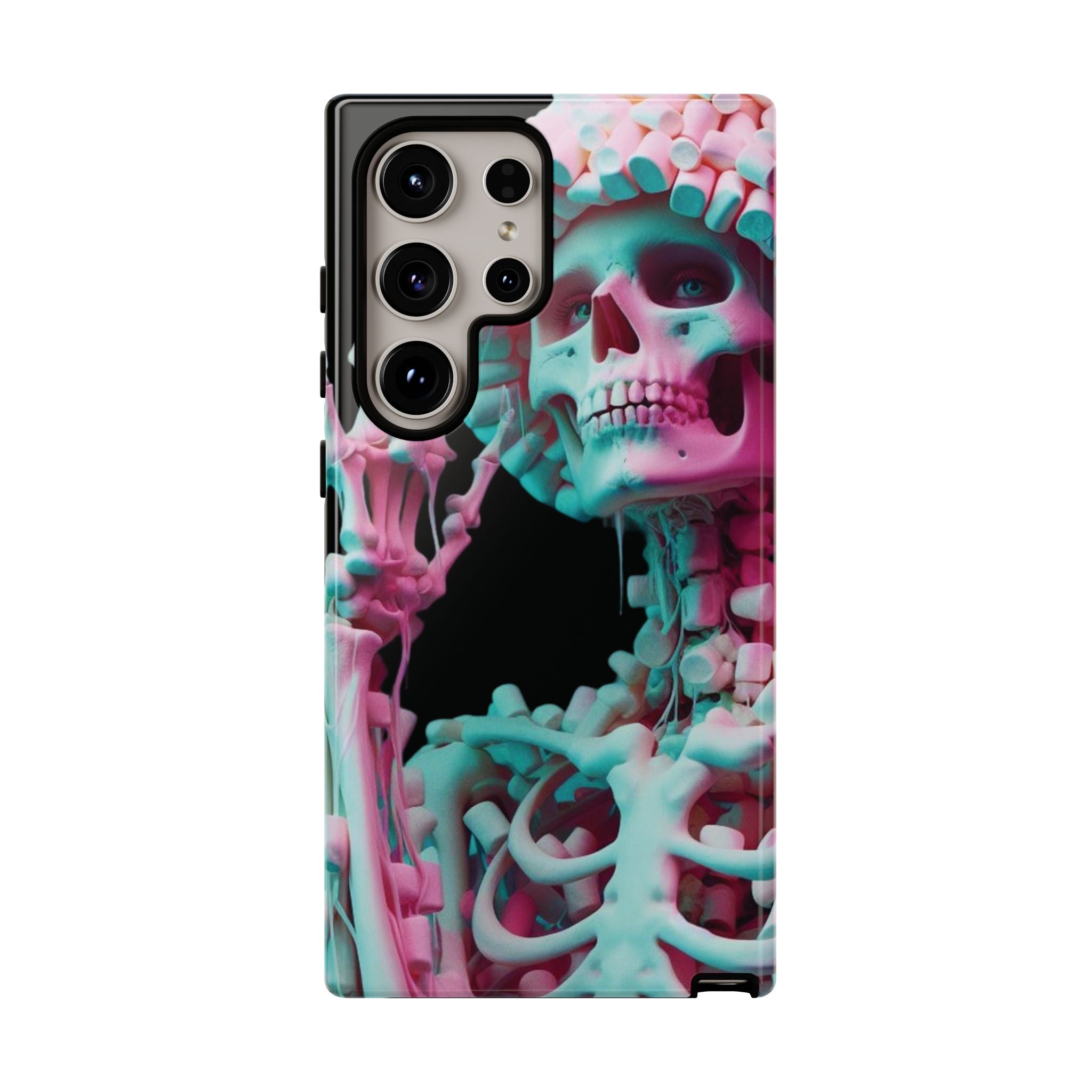 Neon Pink Skeleton (Black) Tough Phone Case for iPhone, Galaxy, or Google Pixel