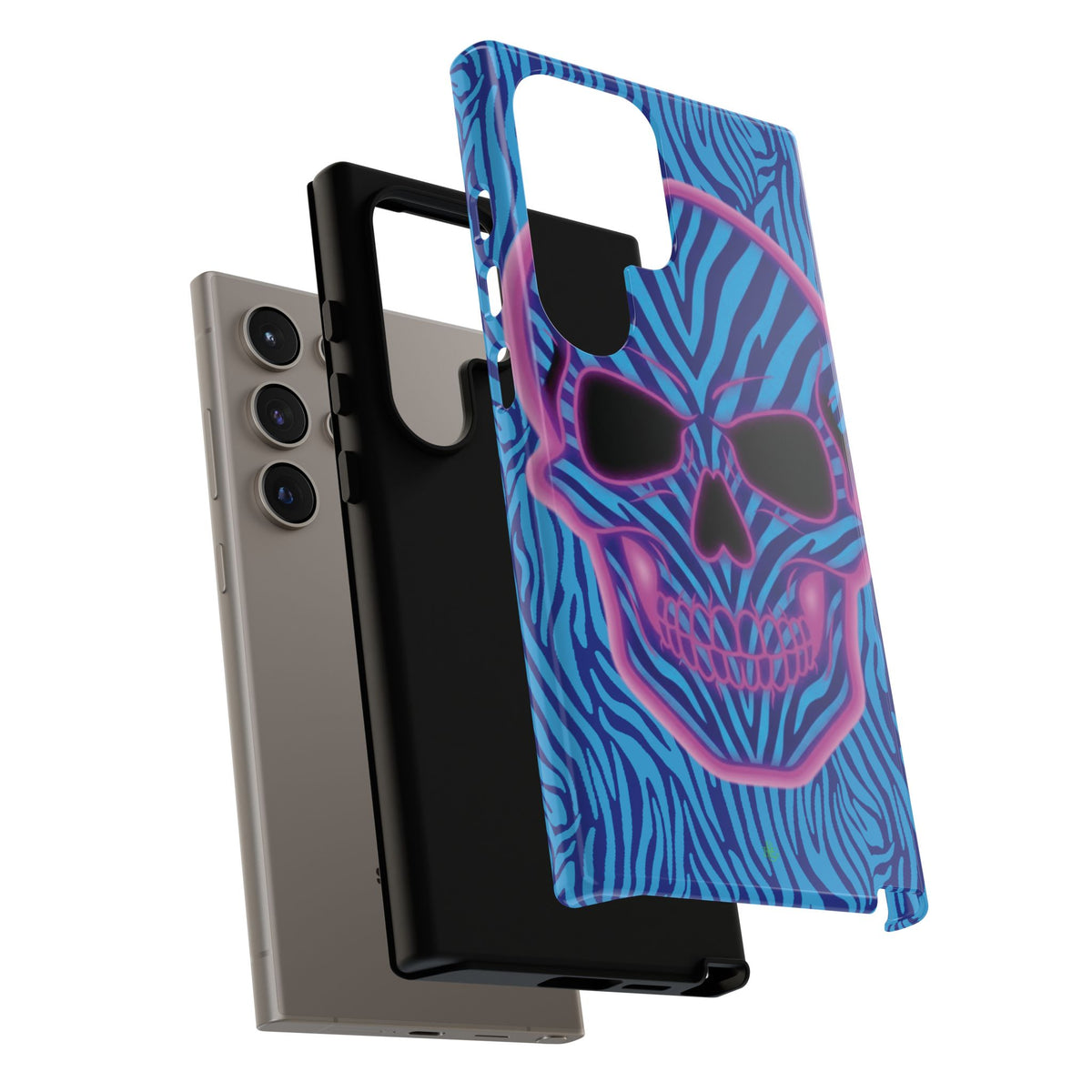 Neon Zebra Skull Tough Phone Case for iPhone, Galaxy, or Google Pixel