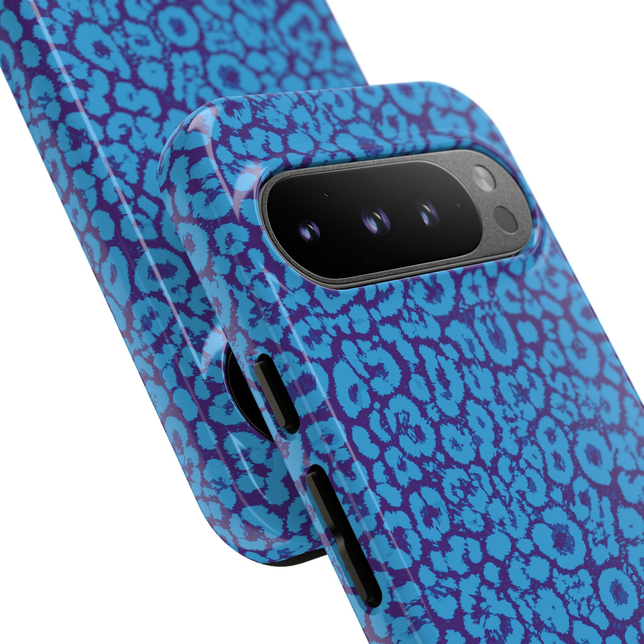 Blue Purple Leopard Tough Phone Case iPhone, Galaxy, or Google Pixel