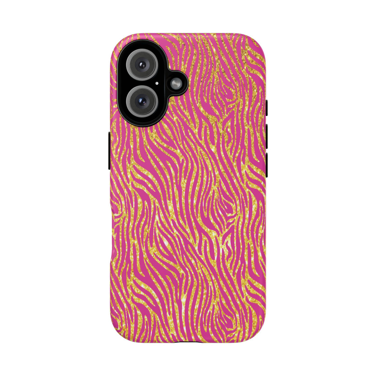 Pink Gold Zebra Print Tough Case for iPhone, Galaxy, or Google Pixel