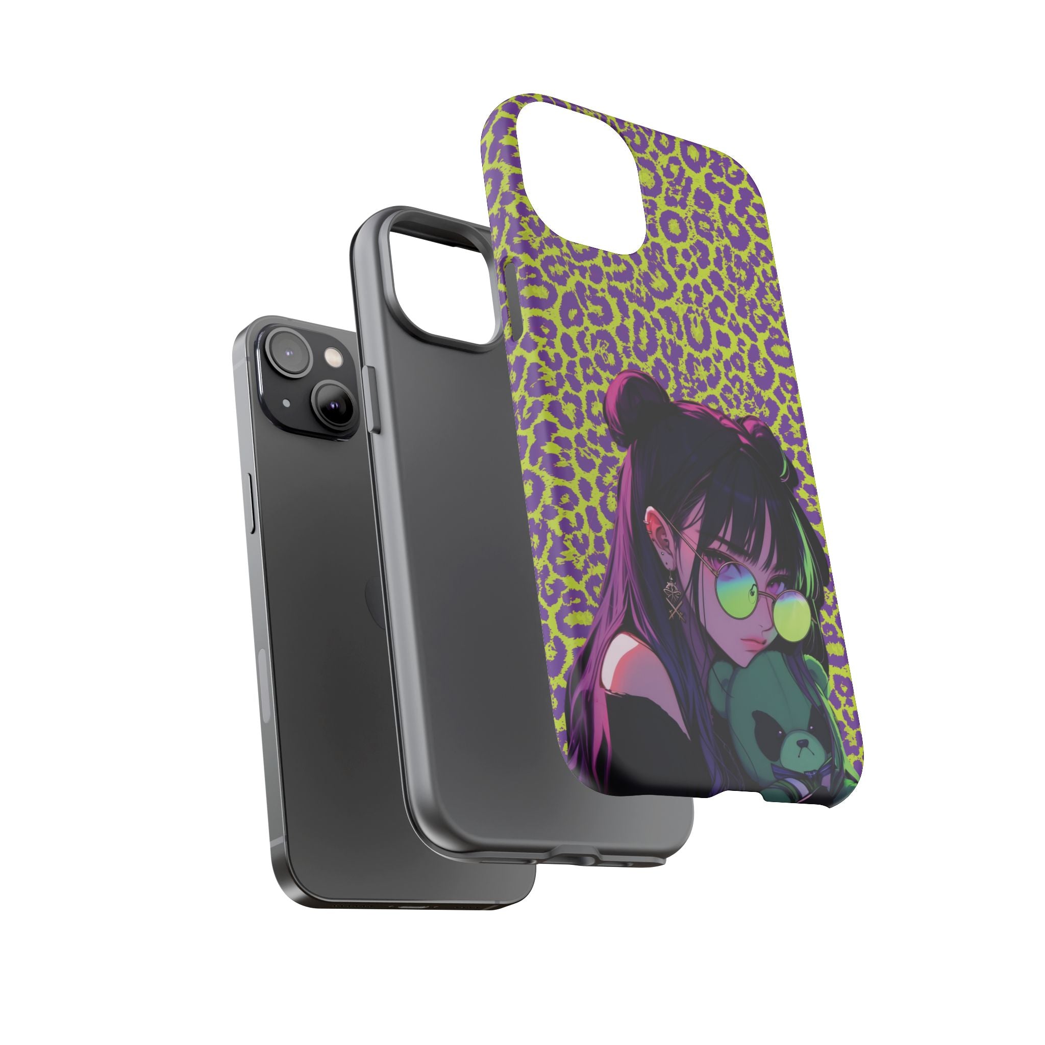 Purple Neon Lime Leopard Kz Tough Case for iPhone, Galaxy, or Google Pixel