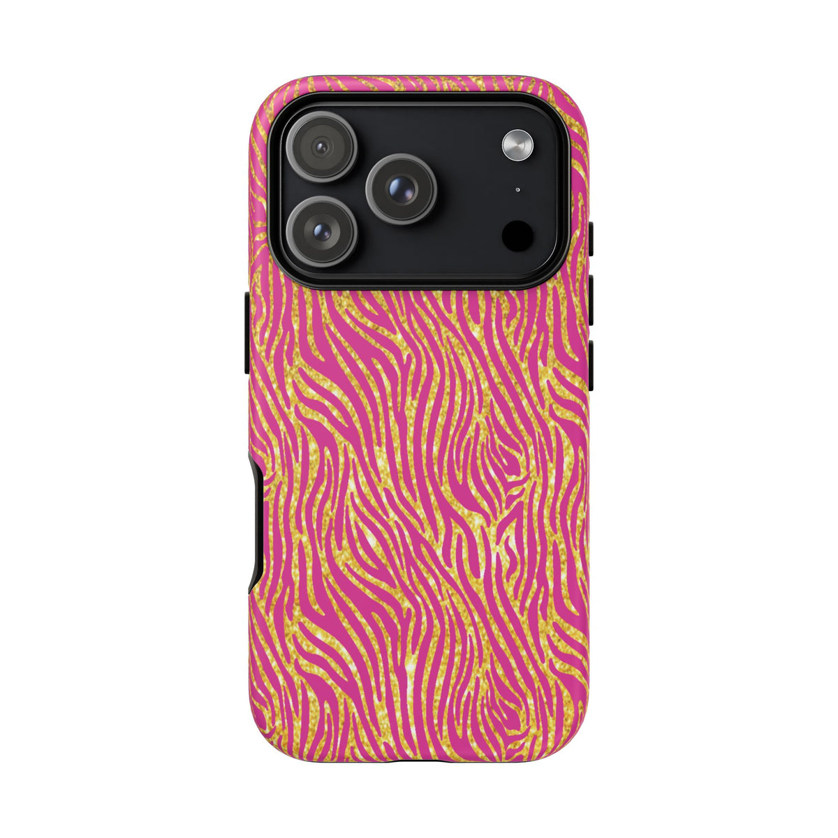 Pink Gold Zebra Print Tough Case for iPhone, Galaxy, or Google Pixel