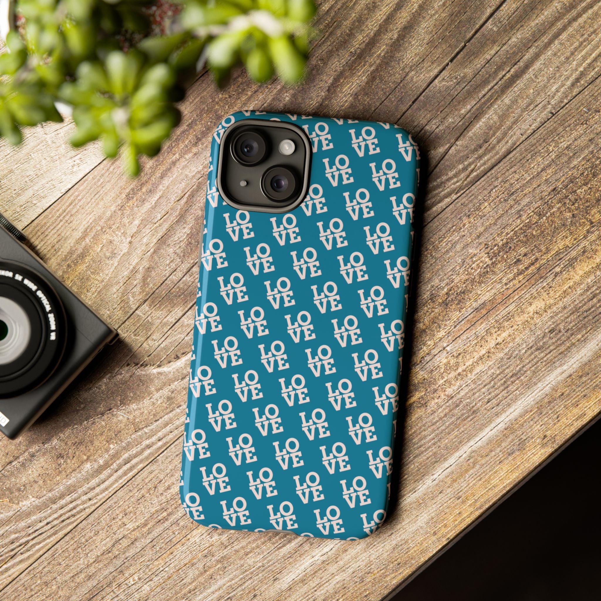 LOVE Teal Green Tough Phone Case iPhone, Galaxy, or Google Pixel